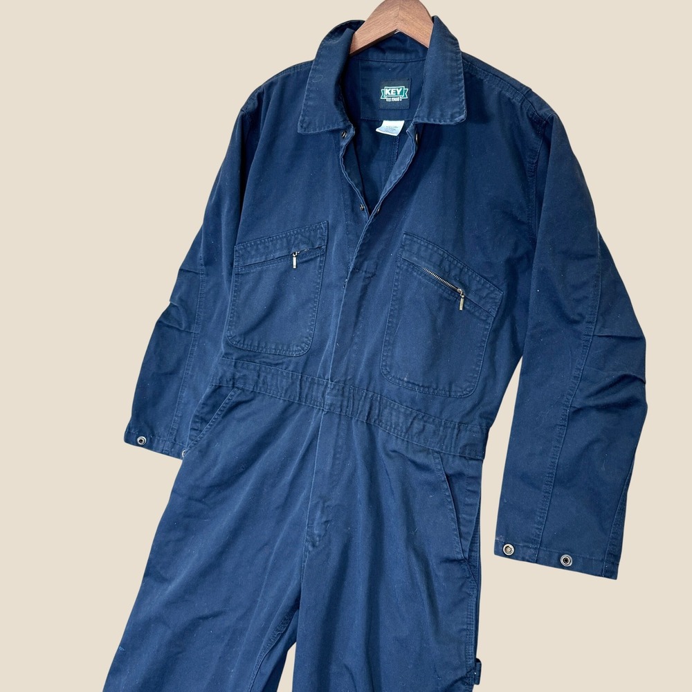Key Coveralls Men MS Navy Cotton Blend Utility Workwear Mechanic Jumpsuit